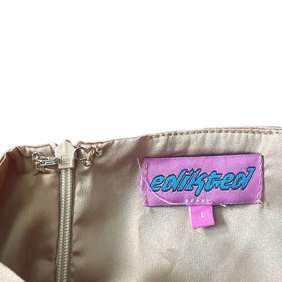 Edikted Seidiger Satin-Micro-Rock Gold Mini Skirt Size Large - Picture 6 of 8